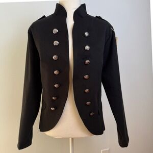 NWT Harper Lane Military Band Jacket Womens M Black Silver Button Goth Steampunk